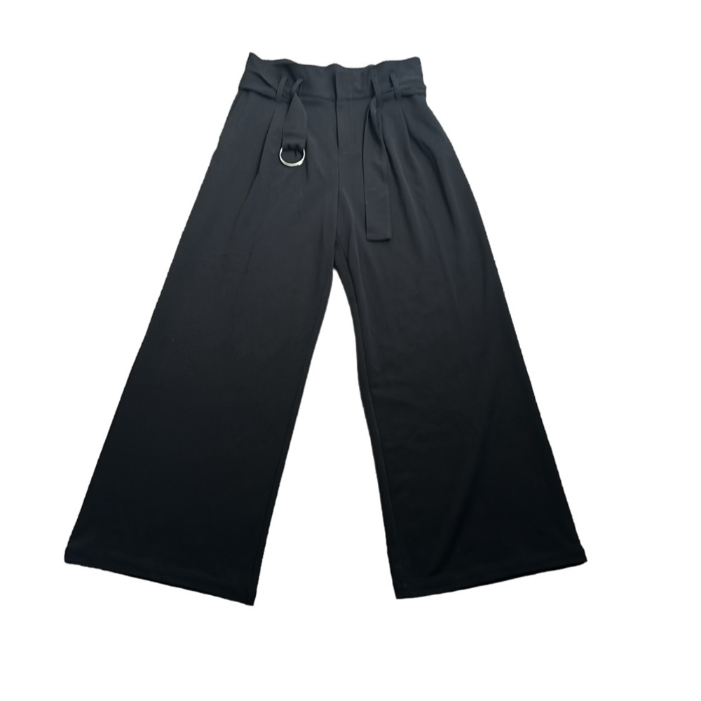 Inc black wear to work high waisted belt wide leg pants size 12